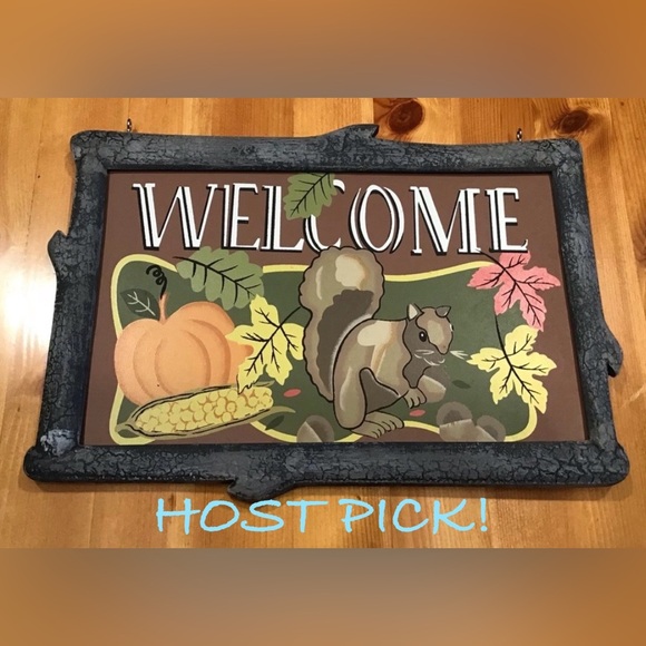 FALL SQUIRREL WELCOME SIGN For Your Nut House! NEW - Picture 1 of 5